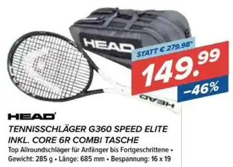 Hervis Tennisschläger G360 Speed Elite Inkl. Core 6R Combi Tasche Angebot