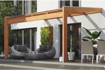 Hornbach Terrassenüberdachung skan holz novara mit pfostenlaschen 450x259 cm eiche hell Angebot