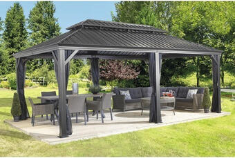 Hornbach Pavillon sojag messina 12x20 588 x 353 cm anthrazit Angebot