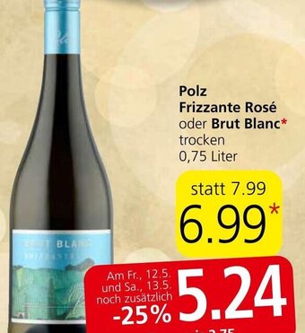 Spar Polz Frizzante Rosé oder Brut Blanc* trocken 0,75 Liter Angebot