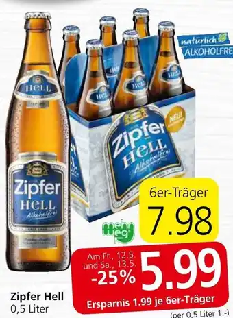 Spar Zipfer Hell 0,5 Liter Angebot