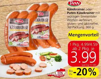 Spar Käsekrainer oder Puten-Käsekrainer mit Angebot