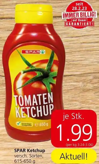 Spar SPAR Ketchup versch. Sorten, 615-650 g Angebot