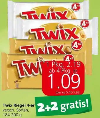 Spar Twix Riegel 4-er versch. Sorten, 184-200 g Angebot