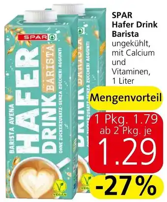 Spar SPAR Hafer Drink Barista ungekühlt, 1 Liter Angebot