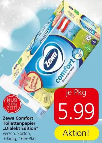 Spar Zewa Comfort Toilettenpapier ,,Dialekt Edition" versch. Sorten, 3-lagig, 16er-Pkg. Angebot