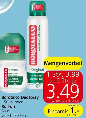 Spar Borotalco Deospray 150 ml oder Roll-on 50 ml versch. Sorten Angebot