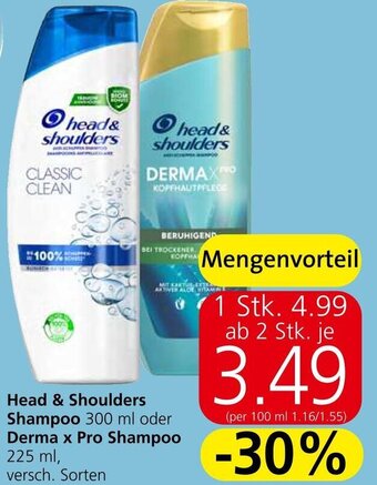 Spar Head & Shoulders Shampoo 300 ml oder Derma x Pro Shampoo 225 ml, versch. Sorten Angebot
