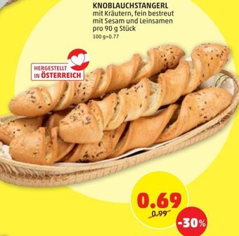 PENNY KNOBLAUCHSTANGERL mit Kräutern, fein bestreut mit Sesam und Leinsamen pro 90 g Stück Angebot
