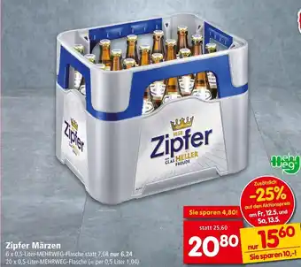 Interspar Zipfer Märzen 6 x 0,5-Liter-MEHRWEG-Flasche statt 7,68 nur 6,24 Angebot