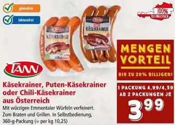 Interspar Käsekrainer, Puten-Käsekrainer oder Chili-Käsekrainer aus Österreich Angebot