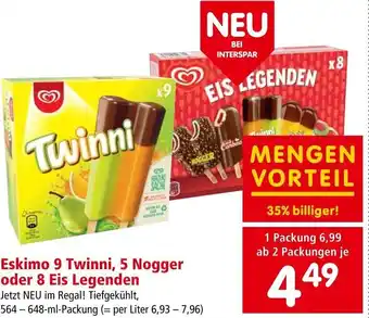 Interspar Eskimo 9 Twinni, 5 Nogger oder 8 Eis Legenden 564-648 ml Angebot