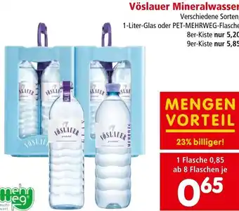 Interspar Vöslauer Mineralwasser 1-Liter-Glas oder PET-MEHRWEG-Flasche Angebot