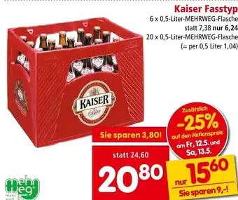 Interspar Kaiser Fasstyp 6 x 0,5-Liter-MEHRWEG-Flasche Angebot