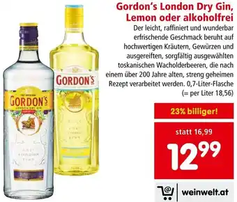 Interspar Gordon's London Dry Gin, Lemon oder alkoholfrei 0,7-Liter-Flasche Angebot