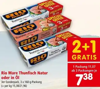 Interspar Rio Mare Thunfisch Natur oder in Öl 3er-Sonderpack, 3 x 160-g-Packung Angebot