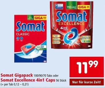 Interspar Somat Gigapack 100/90/70 Tabs oder Somat Excellence 4in1 Caps 56 Stück Angebot