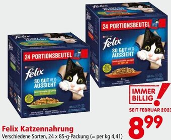 Interspar Felix Katzennahrung Verschiedene Sorten, 24 x 85-g-Packung Angebot