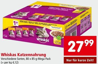 Interspar Whiskas Katzennahrung Verschiedene Sorten, 80 x 85-g-Mega Pack Angebot