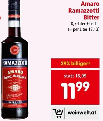 Interspar Amaro Ramazzotti Bitter 0,7-Liter-Flasche Angebot