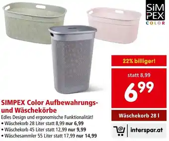 Interspar SIMPEX Color Aufbewahrungs-und Wäschekörbe Angebot