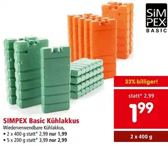Interspar SIMPEX Basic Kühlakkus 2 x 400 g Angebot