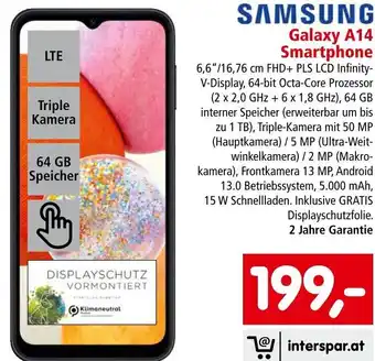 Interspar SAMSUNG Galaxy A14 Smartphone Angebot