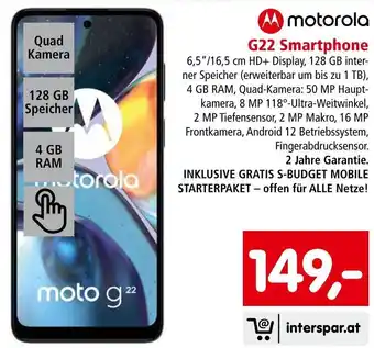 Interspar motorola G22 smartphone Angebot