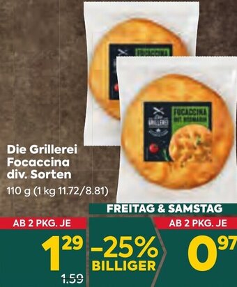 Billa Die Grillerei Focaccina div. Sorten 110 g Angebot