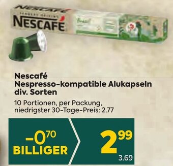 Billa Nescafé Nespresso-kompatible Alukapseln div. Sorten Angebot
