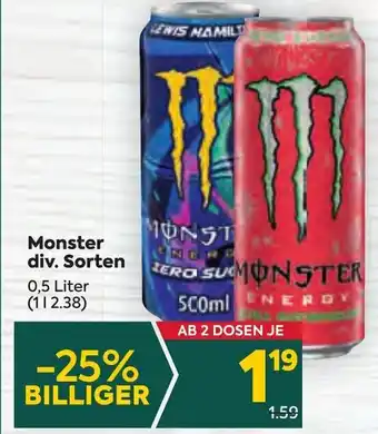 Billa Monster div. Sorten 0,5 Liter Angebot
