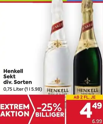 Billa Henkell Sekt div. Sorten 0,75 Liter (115.98) HENKELL Angebot