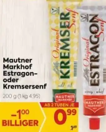 Billa Mautner Markhof Estragon- Oder Kremsersenf 200g Angebot