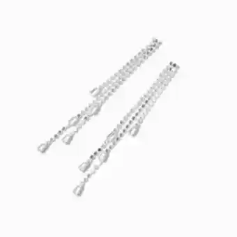 Claire's Silver disco fringe 3 drop earrings Angebot