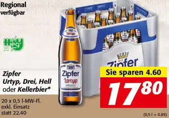 Nah&Frisch Zipfer Urtyp,Drei,Hell Oder Kellerbier Angebot