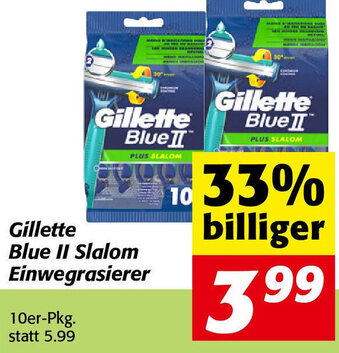 Nah&Frisch Gillette Blue II Slalom Einwegrasierer Angebot