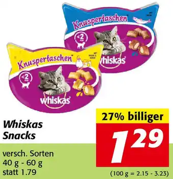 Nah&Frisch Whiskas Snacks 40g-60g Angebot