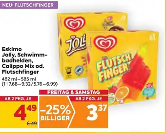 Billa Eskimo Jolly, Schwimm-badhelden, Calippo Mix od. Flutschfinger 482 ml-585 ml (117.68-9.32/5.76-6.99) Angebot