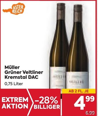 Billa Müller Grüner Veltliner Kremstal DAC 0,75 Liter Angebot