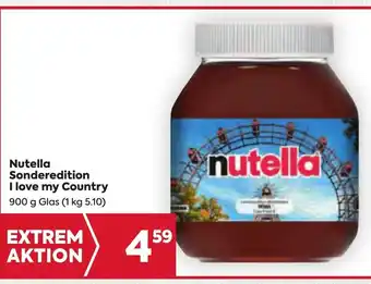 Billa Nutella Sonderedition I love my Country 900 g Glas (1 kg 5.10) Angebot