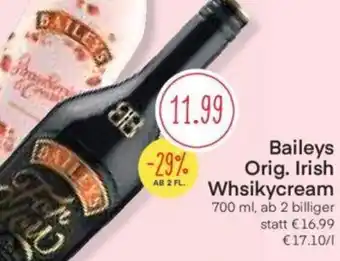 MPreis Baileys Orig. Irish Whsikycream 700 m statt €16.99 l, ab 2 billiger Angebot