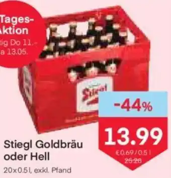 MPreis Stiegl Goldbräu oder Hell 20x0.51, exkl. Pland Angebot
