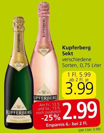 Eurospar Kupferberg Sekt verschiedene Sorten, 0,75 Liter Angebot