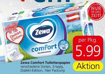 Eurospar Zewa Comfort Toilettenpapier verschiedene Sorten, 3-lagig, Dialekt-Edition, 16er Packung Angebot