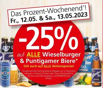 SPAR Gourmet Das Prozent-Wochenend'! Fr., 12.05. & Sa., 13.05.2023 auf ALLE Wieselburger e & Puntigamer Biere* Angebot