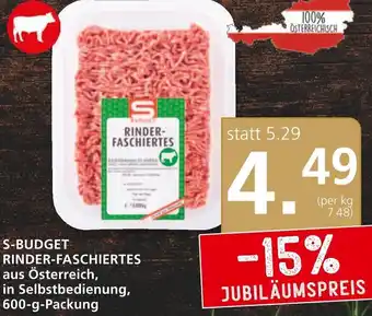 SPAR Gourmet S-BUDGET RINDER-FASCHIERTES aus Österreich, in Selbstbedienung, 600-g-Packung Angebot