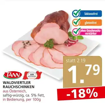 SPAR Gourmet WALDVIERTLER RAUCHSCHINKEN aus Österreich, saftig-würzig, ca. 5% Fett, in Bedienung, per 100g Angebot