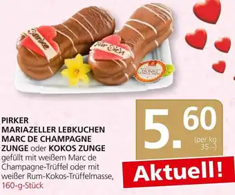 SPAR Gourmet PIRKER MARIAZELLER LEBKUCHEN MARC DE CHAMPAGNE ZUNGE oder KOKOS ZUNGE gefüllt mit weißem Marc de Champagne-Trüffel oder mit Angebot