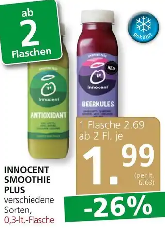SPAR Gourmet INNOCENT SMOOTHIE PLUS verschiedene Sorten, 0,3-lt.-Flasche Angebot