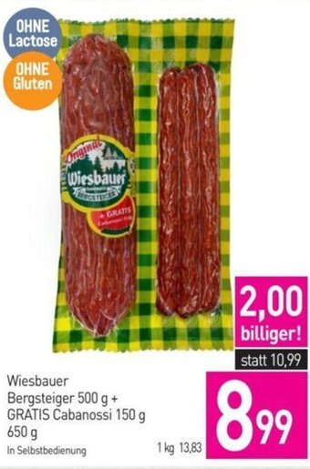 Sutterlüty Wiesbauer Bergsteiger 500 g + GRATIS Cabanossi 150 g 650 g In Selbstbedienung Angebot
